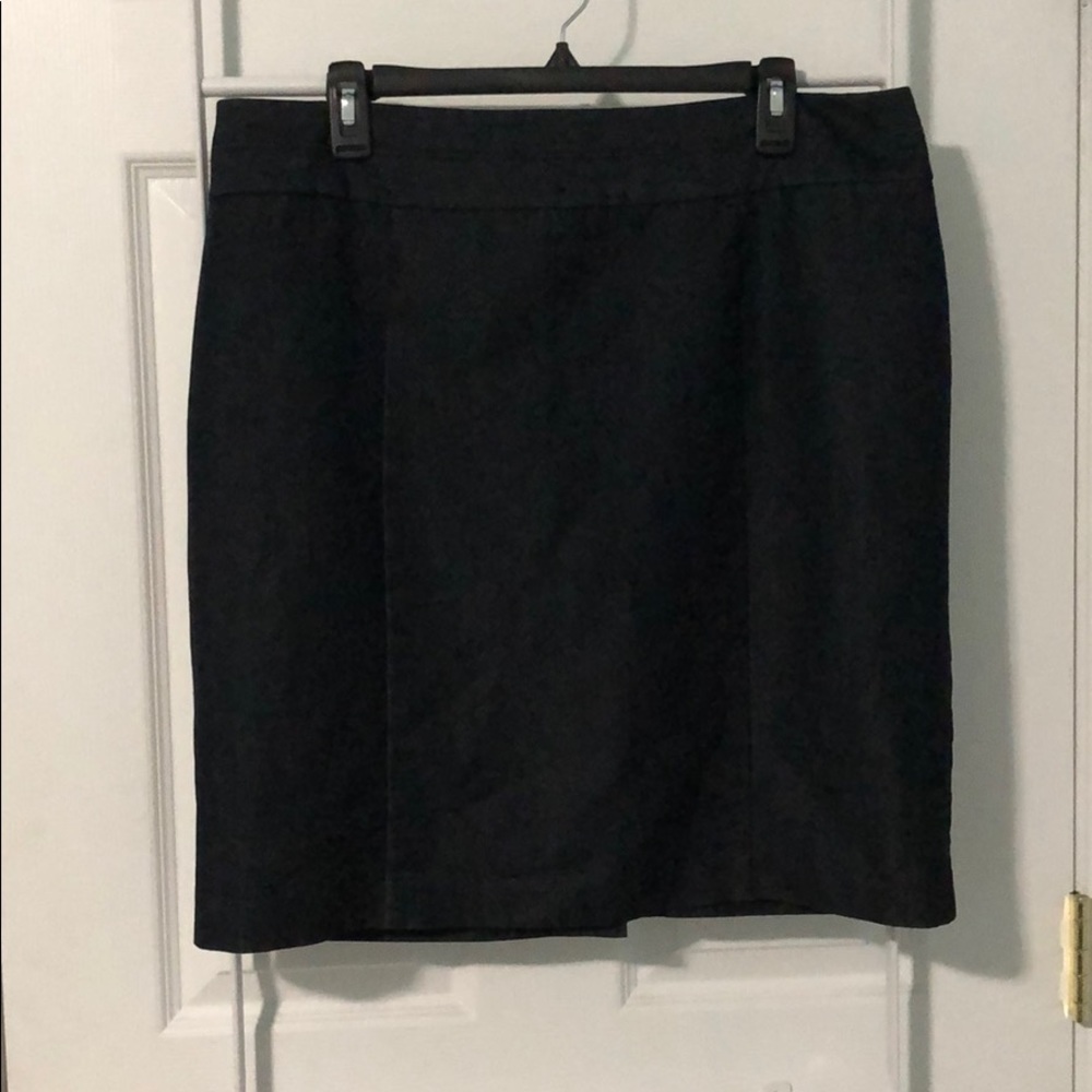 Knee Length Faux Denim Skirt
